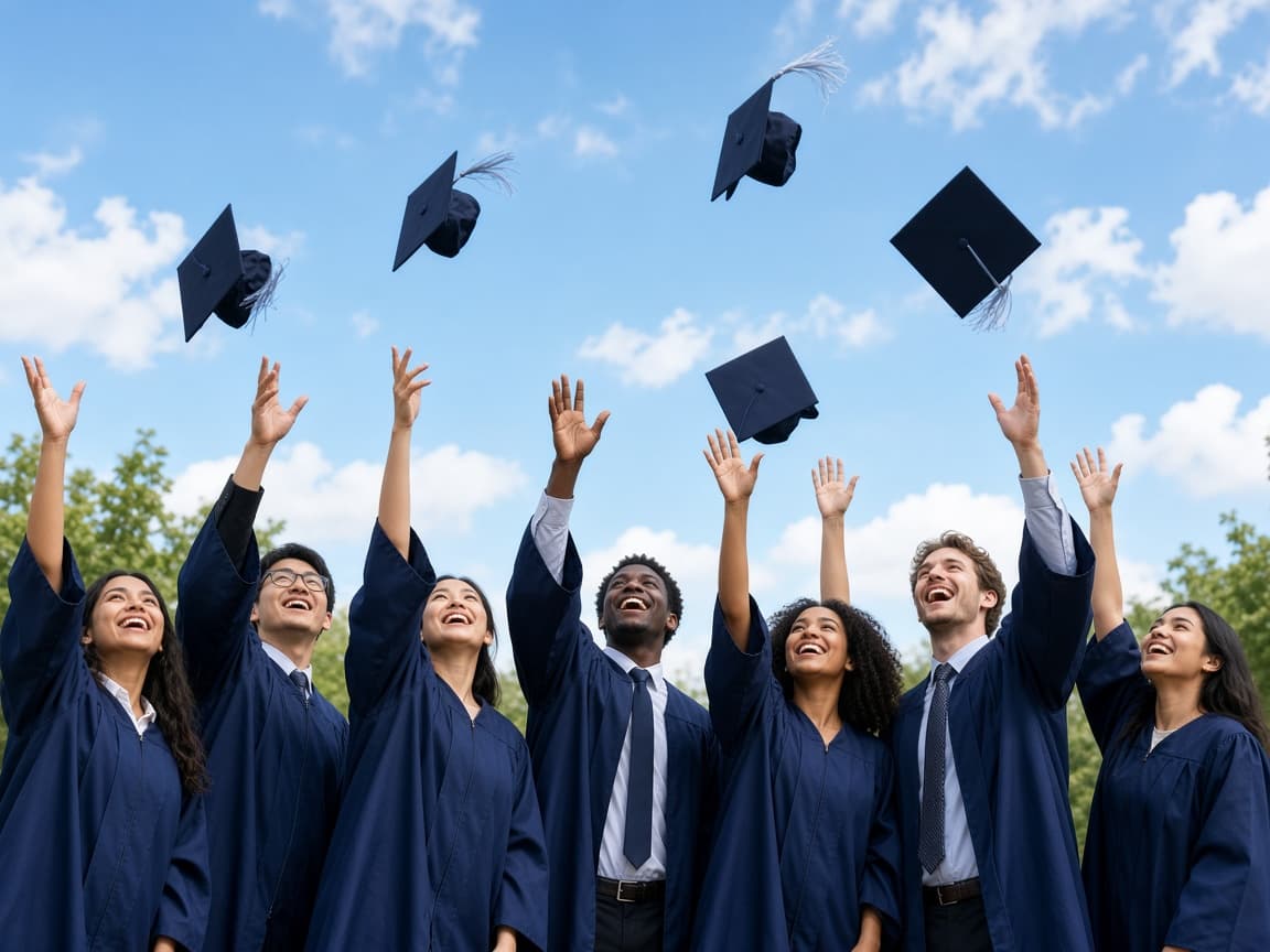 Graduates celebrating after completing studies
